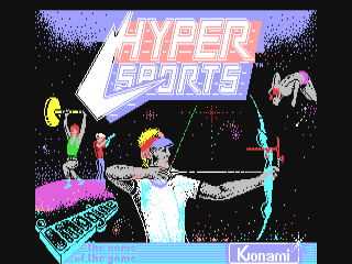 Hyper Sports title screen for Commodore 64